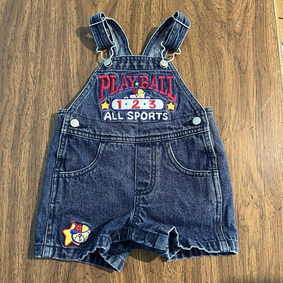Class Club Other - Vintage Class Club Baby Denim Overall Shorts Baseball Size 3 Months